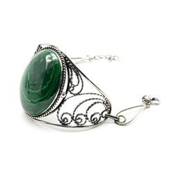 Браслет малахит "Овал", 17,5см.