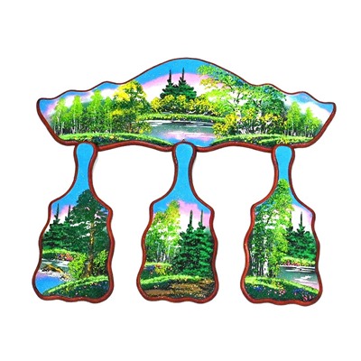 Кухонный набор "Облако", пейзаж летнее утро 50*17см, 12,5*26см