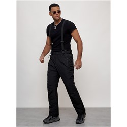 Полукомбинезон утепленный мужской зимний горнолыжный черного цвета 2405Ch