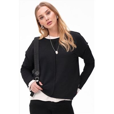 Женский лонгслив оверсайз из футера двухнитки Happyfox