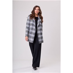 БелЭльСтиль 848-1 23 22+601-1 61 22 сине-бело-черная клетка, Брюки,  Жакет
