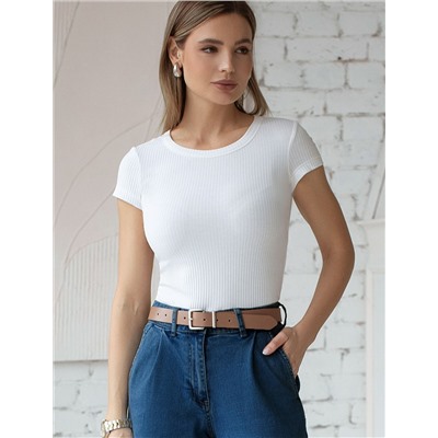 Футболка из трикотажа в широкий рубчик