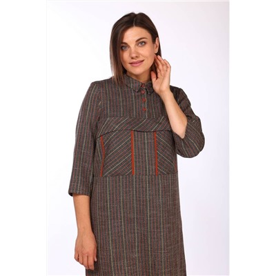 Lady Style Classic 1684/4 темно-серый_с_оранжево-желтой_полоской, Платье