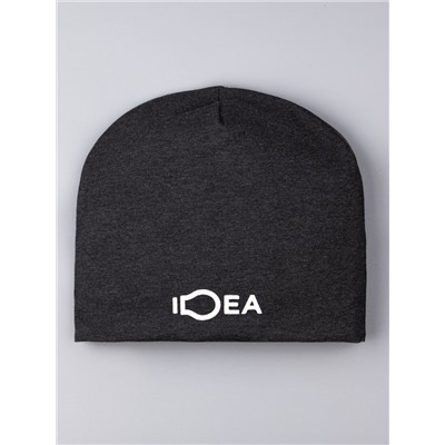 Шапка трикотажная для мальчика откидная, IDEA, темно-серый
