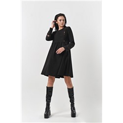 Платье повседневное свободное с длинным рукавом черное