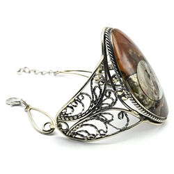 Браслет аммонит с симбирцитом, 16,5см