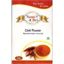 RED CHILLI POWDER, Nano Sri (КРАСНЫЙ ПЕРЕЦ МОЛОТЫЙ, Нано Шри), 100 г.