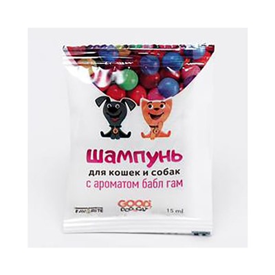 Шампунь-саше Good Dog&Cat для КОШЕК И СОБАК с ароматом BUBBLE GUM, 15мл АГ