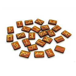 Руны из стекла 25шт 15*20мм, цв.коньячный