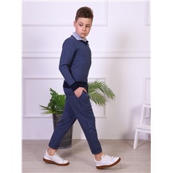 Джемпер-обманка "Альберт" синий-серый