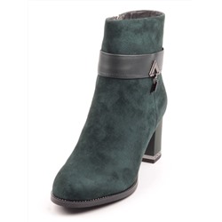 M8-4133 GREEN Ботильоны женские (натуральная замша, натуральный мех) размер 35