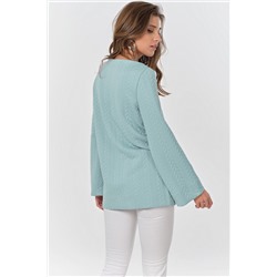 Туника трикотажная свободная с длинным рукавом мятная
