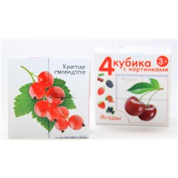 Детские пластмассовые кубики с картинками «Ягоды» (4 штуки)