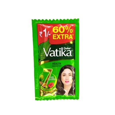 VATIKA Health Shampoo, Dabur (Ватика 7 ТРАВ шампунь для волос, Дабур), пауч 6,24 мл.