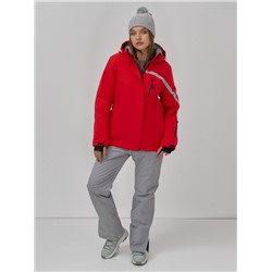Горнолыжная куртка женская зимняя красного цвета 7017Kr