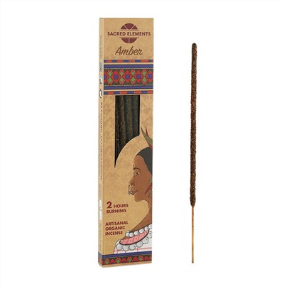 AMBER Artisanal Organic Incense, Sacred Elements (Натуральные благовония ручной работы АМБЕР, Секретные Элементы), уп. 10 палочек