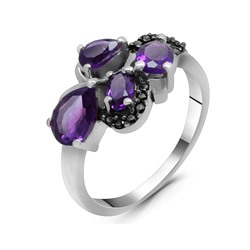 Кольцо из серебра аметист, шпинель, Гавот