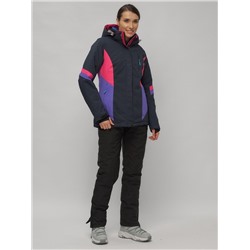 Горнолыжный костюм женский темно-синего цвета 02201TS