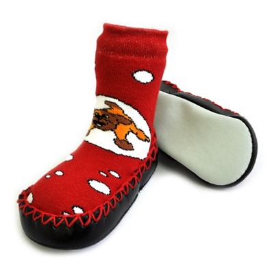 Носки детские на подошве "Собачка" (red)