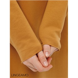 Женское платье макси из футера 2-х нитки Lingeamo горчичный ВП-10 (58)