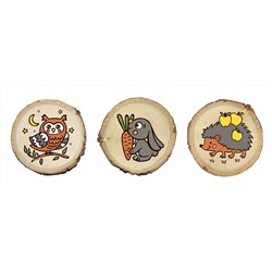 Выжигание на спилах «Сова, Зайка, Ежик» (спил малый)