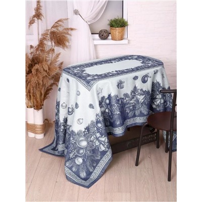 Скатерть Премиум "Новогодние игрушки"-синий 150*220 см. п/лен