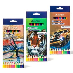 Карандаши цветные 12 цв. Alingar Joy Mix пласт. шестигранные заточен. AL4865