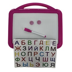 Доска д/рисования Магнитная +  ручка + буквы + магнитики 26*22см / пакет 5066