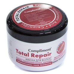 Compliment маска для волос total repair с кератином гиалуроновой кислотой керамидами для поврежденных ломких и сухих волос полное восстановление 500 мл