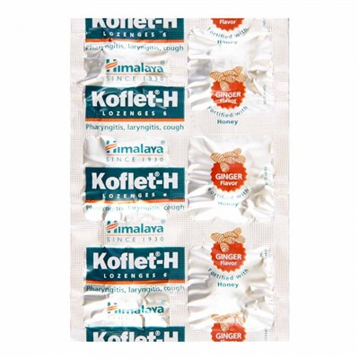 KOFLET-H Ginger and Honey Himalaya (Леденцы от кашля с имбирем и медом Кофлет-Х, Хималая), 1 блистер (6 таб)