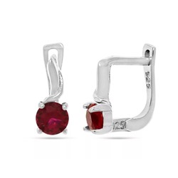 Серьги из серебра синт.рубин, Тсд55