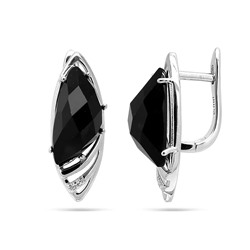 Серьги из серебра оникс, МЦВА167