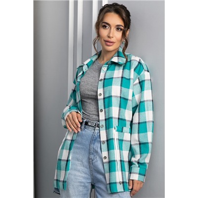 Рубашка хлопковая Джанет (бело-зеленая) Б14270-4М