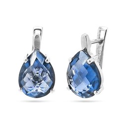 Серьги из серебра танзанит выращ., Капля