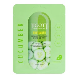 JIGOTT Маска тканевая д/лица с экстр.огурца  Cucumber Real Ampoule Mask 27мл
