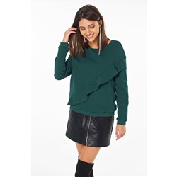 Толстовка прямой без капюшона зеленый