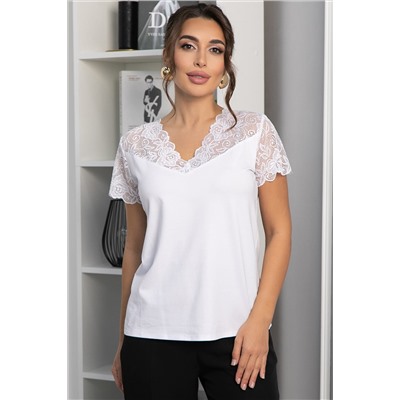 Блуза с кружевом Инь-Янь (белая) Б14256-18М