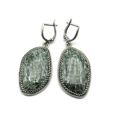 Серьги серафинит 21*33мм.