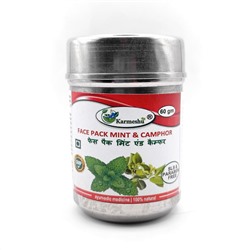 Face Pack MINT & CAMPHOR, SLS & Paraben Free, Karmeshu (Успокаивающая маска для лица МЯТА И КАМФОРА, БЕЗ Сульфатов и Парабенов, Кармешу), 60 г.