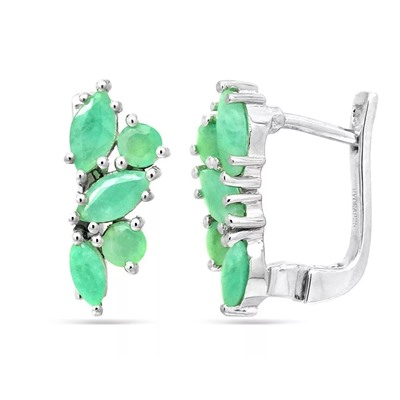 Серьги из серебра изумруд берилл, Экзотика