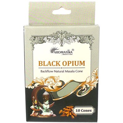 BLACK OPIUM Backflow Natural Masala Cone, Aromatika (ЧЁРНЫЙ ОПИУМ стелющийся дым, Ароматика), 10 конусов.