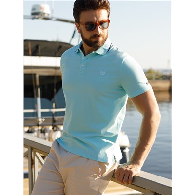 Футболка-поло из фактурного трикотажа