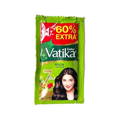 VATIKA Health Shampoo, Dabur (Ватика 7 ТРАВ шампунь для волос, Дабур), пауч 6,24 мл.