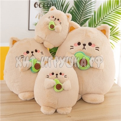 Мягкая игрушка Котик с авокадо 25 см (ВЫБОР ЦВЕТА) 230212-1, 230212-1, 230212-1_beige, 230212-1_white
