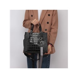 Сумка женская натуральная кожа JRP-8800,  3отд,  2плеч/рем,  черный 239313