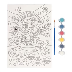 Раскраска для детей «Рыбка» с кисточкой и красками