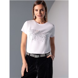 Нарядная футболка с принтом из премиального хлопка с эластаном