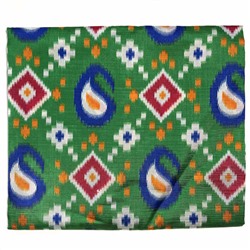 Сари TILAK с печатным принтом ЭТНИКА, цвет КРАСНО-ЗЕЛЕНЫЙ (Size: Onesize, с отрезом для блузы), РАЗНЫЙ ДИЗАЙН, 1 шт.
