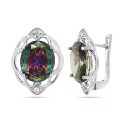 Серьги из серебра мистик кварц, Цветик