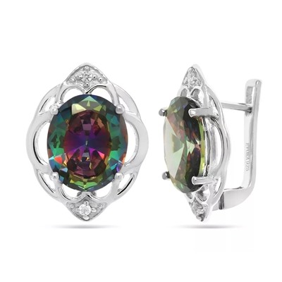 Серьги из серебра мистик кварц, Цветик